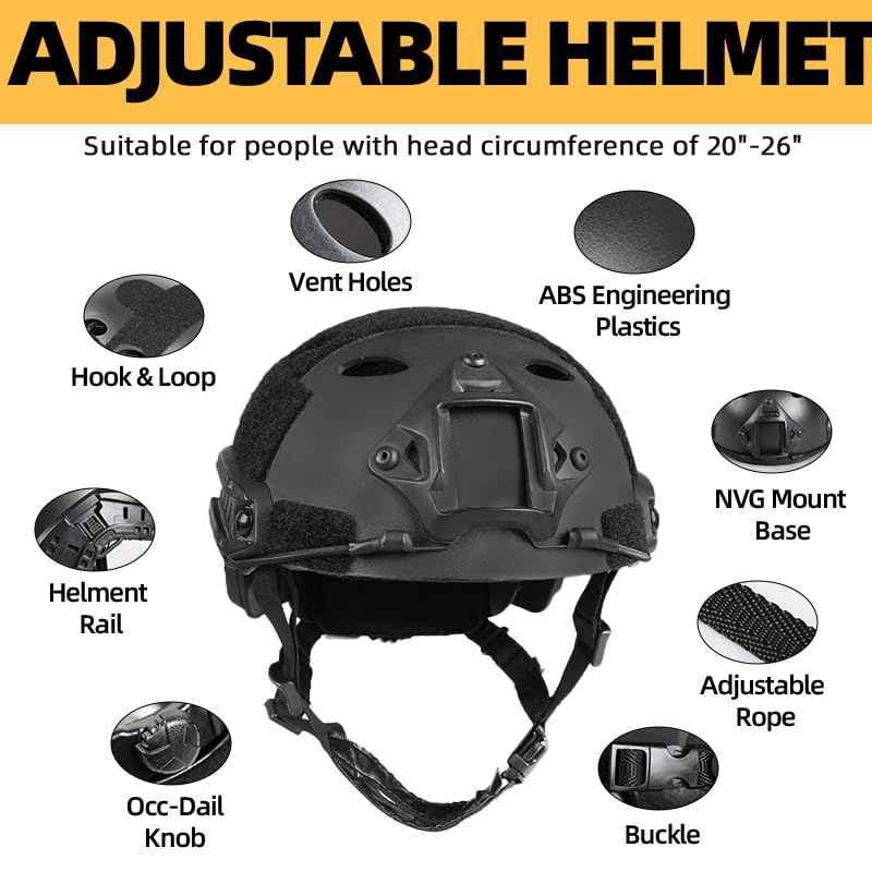 TUMHUTS Tactical Helmet with Headset,Adjustable Helmet with Helmet Cover and Fcae Mask for Cosplay Military Tactical Airso...