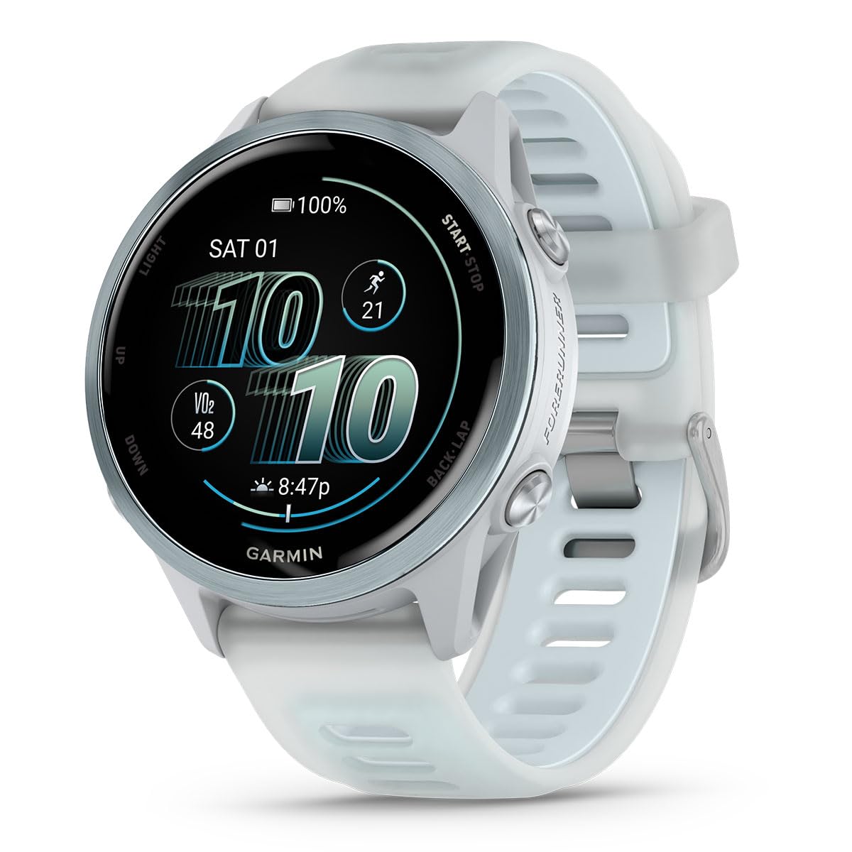 Playbetter Garmin Forerunner 570 (42 Mm, Cloud Blue/Translucent Whitestone) Running Gps Smartwatch - Amoled Display, Training &
