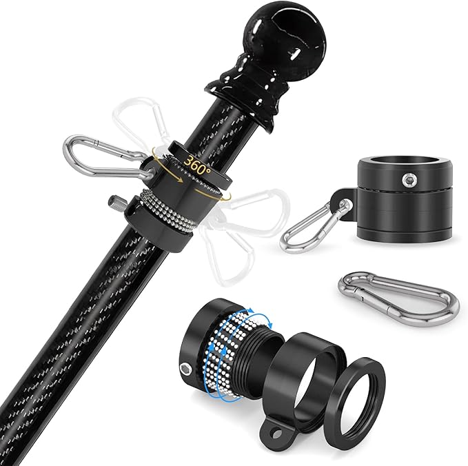 5FT/6FT Outdoor Flag Pole for House, Carbon Fiber Design Heavy Duty Flagpole with Tangle Free Spinning Grommets, High Wind...