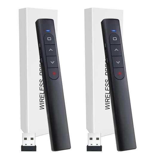 (2 Units) Wireless Presenter Remote, Presentation Clicker With Hyperlink & Volume Remote Control Powerpoint Office Presentation