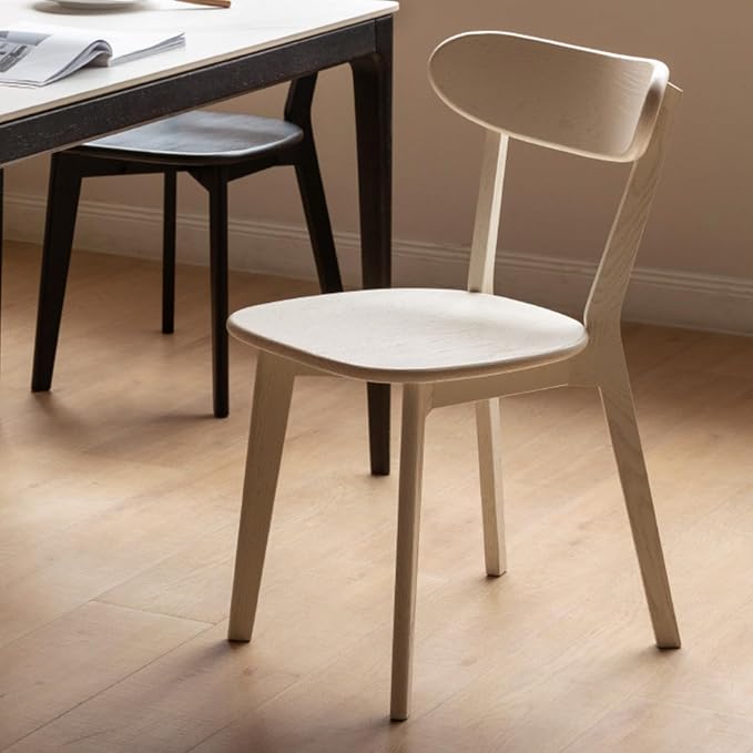 Hymus 100% Solid Oak Wood Dining Room Chairs - Practical Kitchen Chairs for Dining Room, Kitchen, Living Room (1, White)