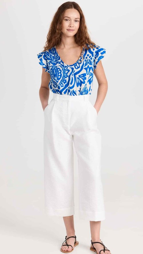 Velvet by Graham & Spencer Women's Aleah Henna Cotton Gauze Top, Blue, Medium
