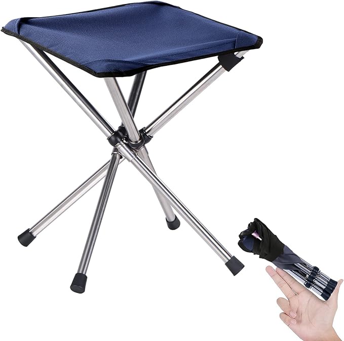 KOKSRY Portable Stool, 13.8 Inch High & 1.32 lbs Small Folding Chair, Telescopic Compact Foldable Stool with Carry Bag for...