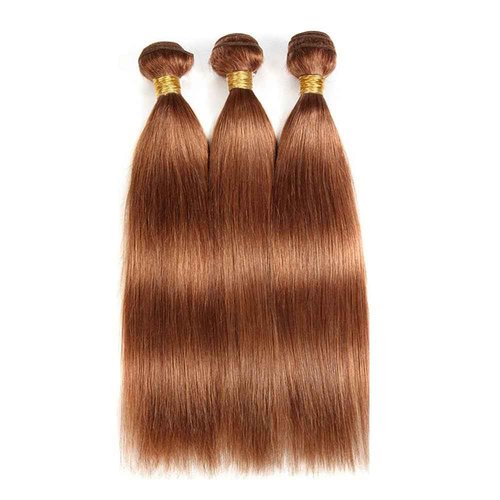Giginger Brazilian Human Hair Bundles 20 22 24 Inch Color 30 Light Brown Straight Bundles Human Hair Straight Unprocessed Virgin Quick Weave Hair for Black Women