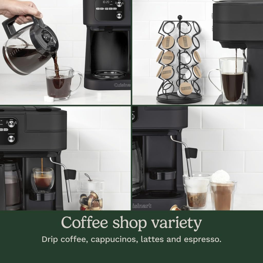 Cuisinart Coffee Center Barista Bar 4-in-1 Coffee Maker, Single-Serve Pods Compatible, Coffeemaker, Three Brewing Sizes, SS-4N1MBNAS, Black