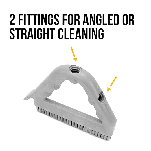 SPARTA Plastic Commercial Grout Brush, Triangle-Shaped Scrub Brush with Scraper and Two Threaded Holes for Attaching Handle (Sold Separately), 9 x 7 x 7 Inches, Black