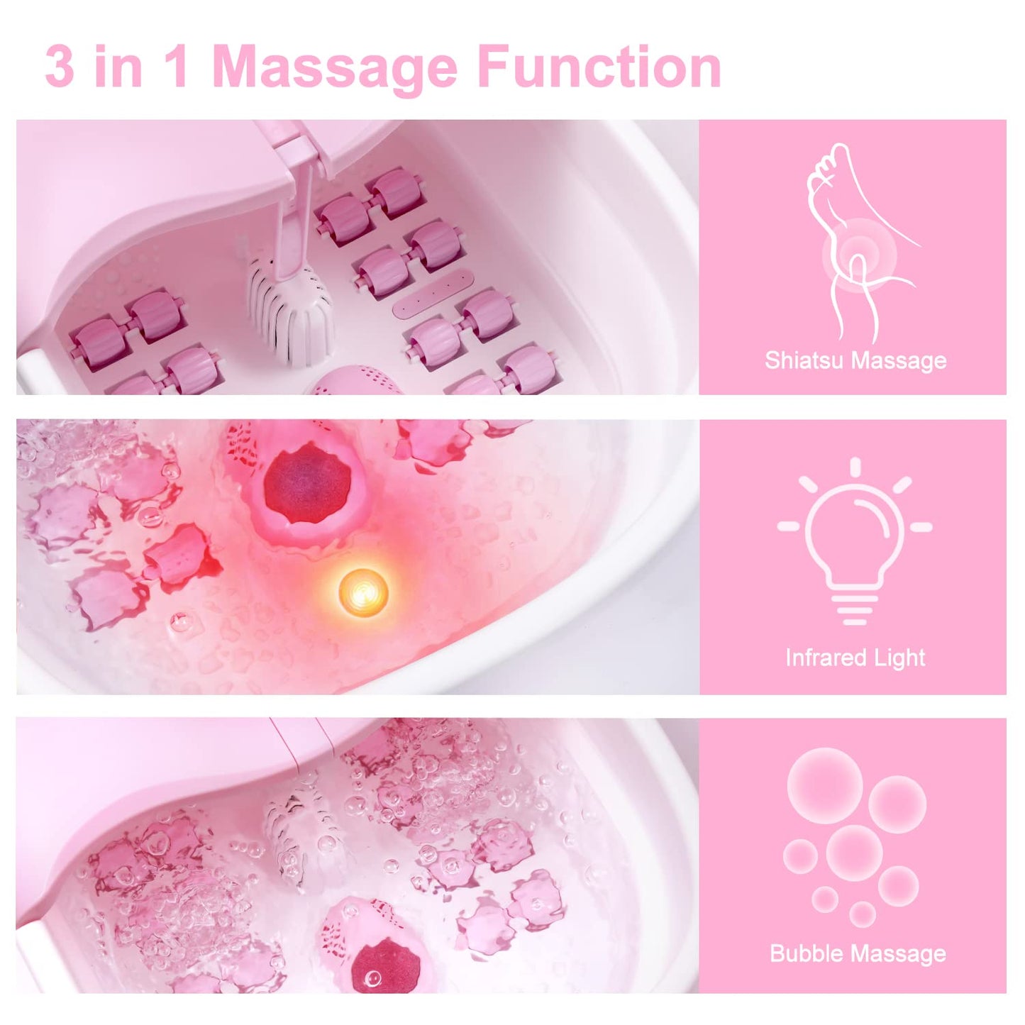 Foot Spa Bath Massager with Heat Bubbles and Vibration Massage and Jets, 16OZ Tea Tree Oil Foot Soak with Epsom Salt, CANGO Coll