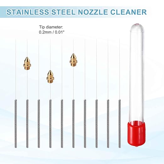 MECCANIXITY 10Pcs 3D Printer Nozzle Cleaning Kit Precision 0.2mm Stainless Steel Cleaner Needles for 3D Printer Clog Removal, Maintenance