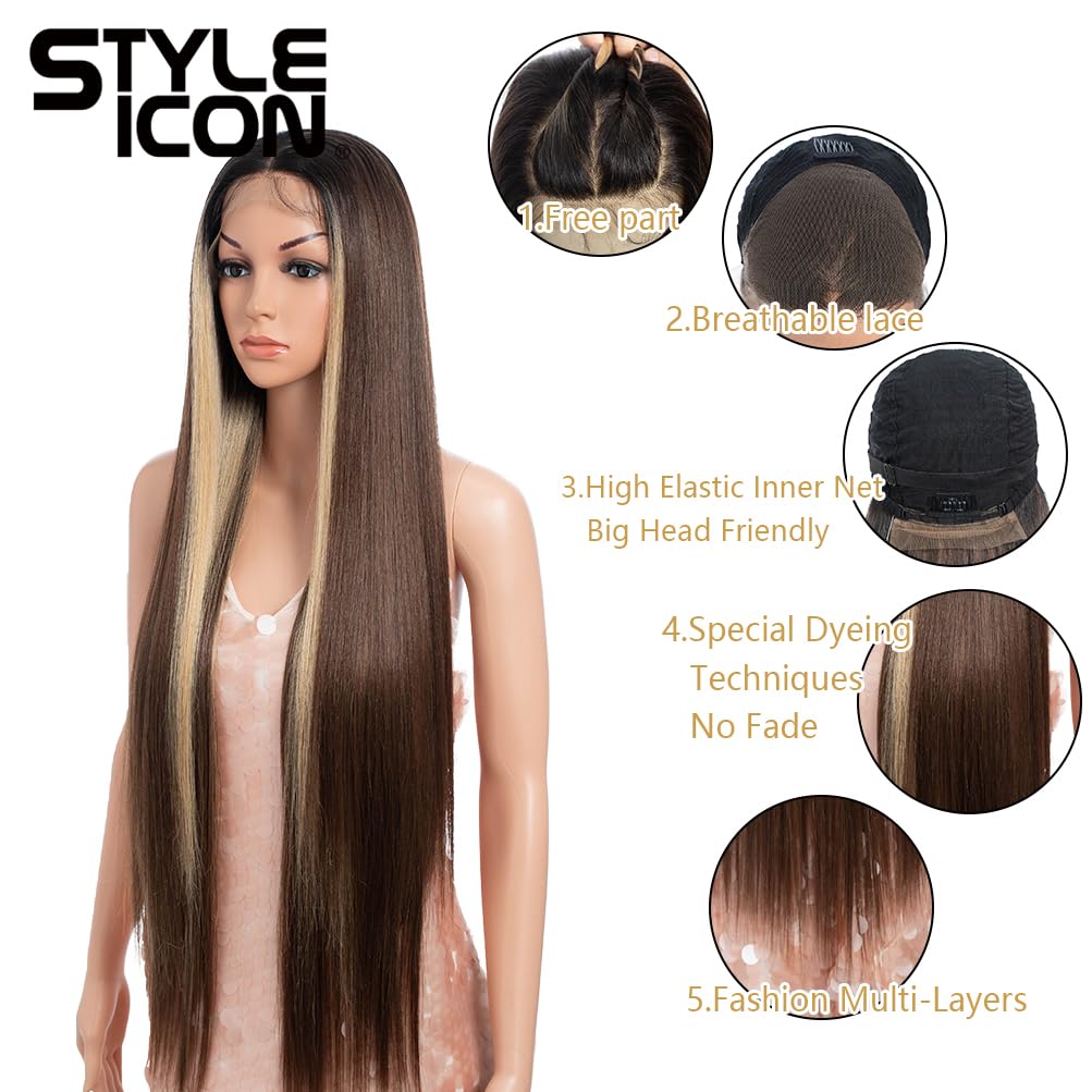 Style Icon 36    Super Long 13x4 Lace Wig Easy-360 Lace Frontal Wigs Free Part Lace Front Wigs with Baby Hair (36, TTOL4/30S/26J