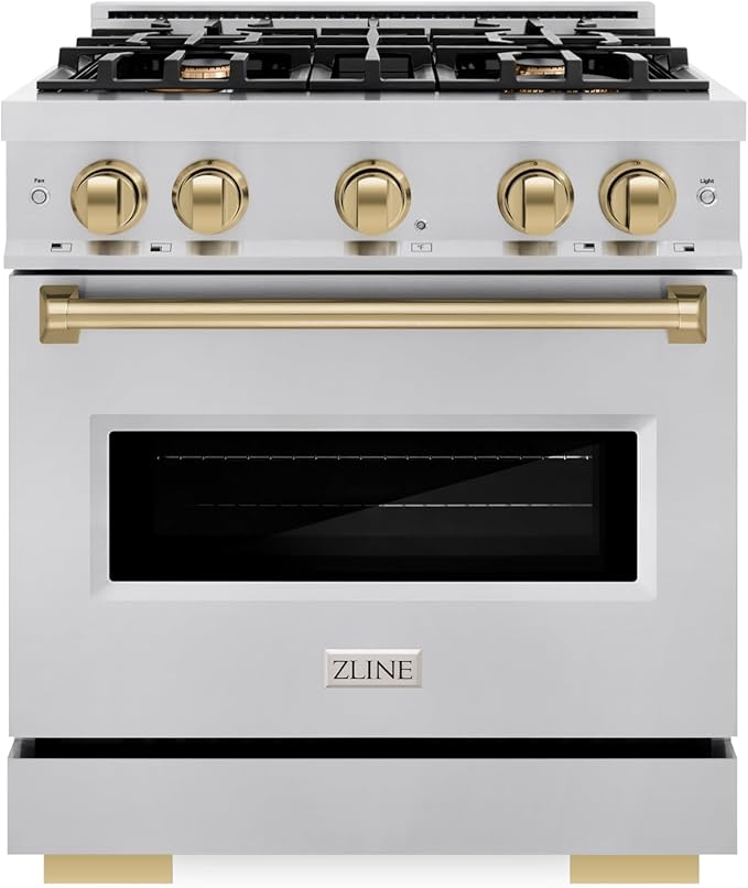 ZLINE Autograph Edition 30 in. 4.2 cu. ft. Classic Gas Range with 4 Burner Cooktop and Convection Gas Oven in Stainless St...