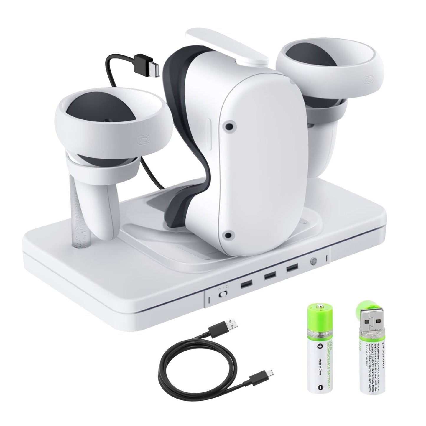 Tnp Charging Dock For Oculus Quest 2 - Vr Headset And Controller Charging Dock Station Usb-C Cable Fast Charging And Data Transf