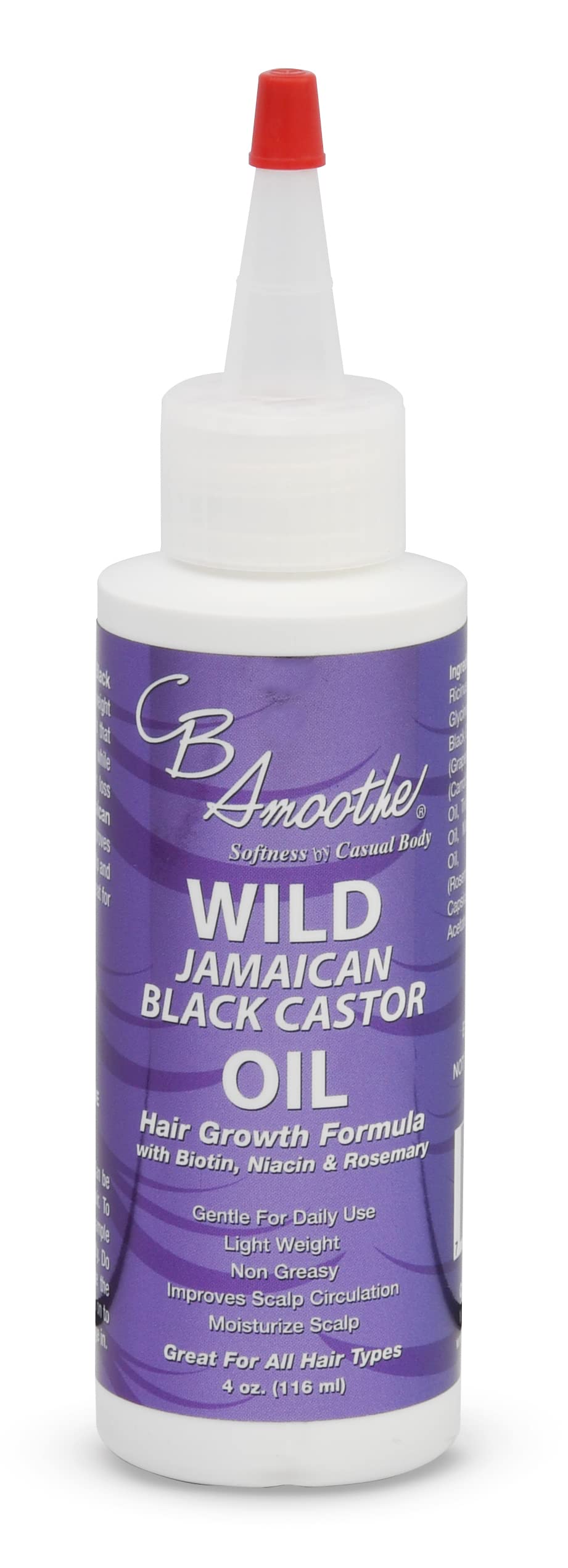 CB Smoothe Wild Jamaican Black Castor Oil - Hair Growth Formula with Biotin, Niacin & Rosemary - Promotes Scalp Circulation & Na