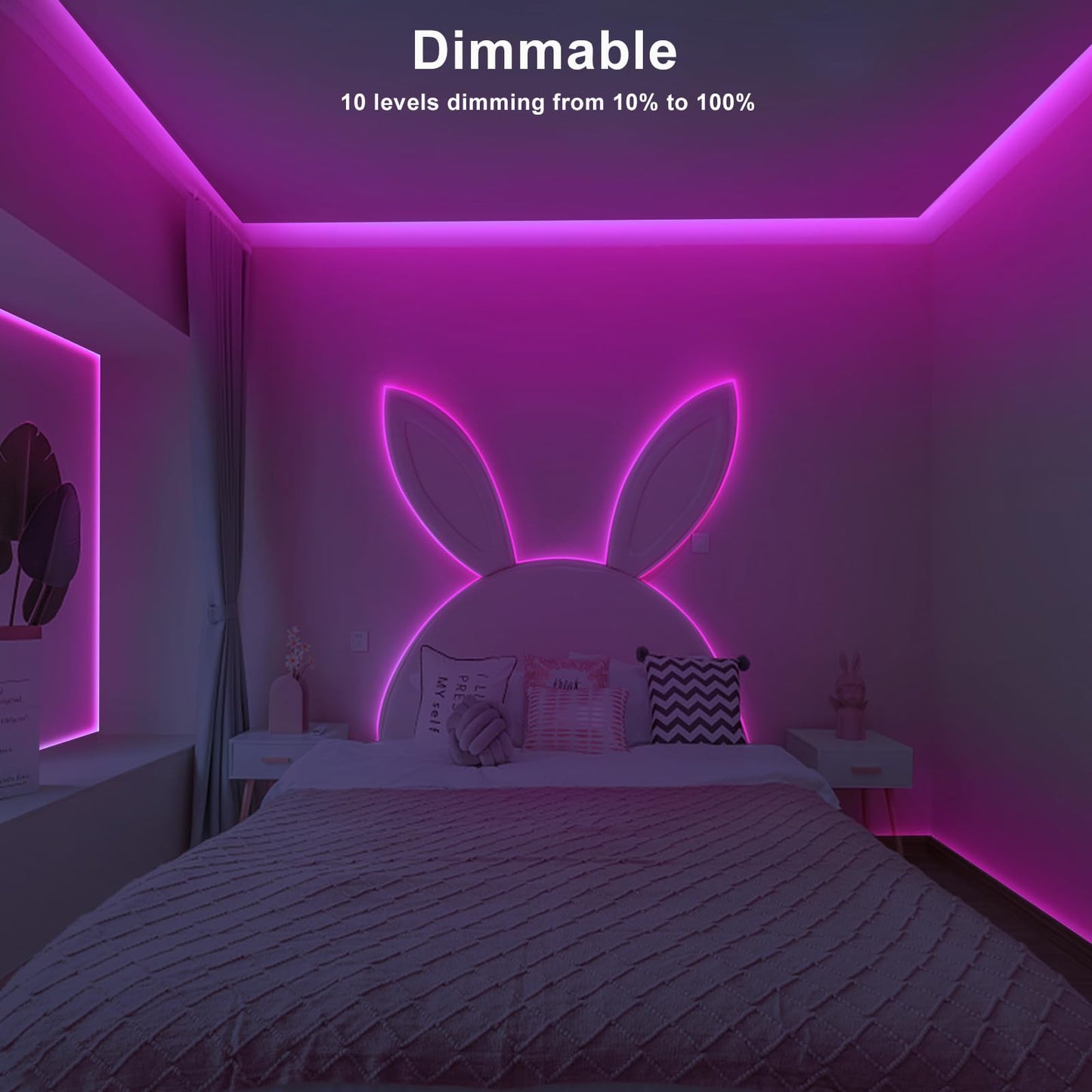 Tatazone 32.8ft Pink COB Led Strip Lights with RF Remote, Dimmable Bright Adhesive Indoor Led COB Light Strip for Cabinet, Painting, Room, Bed