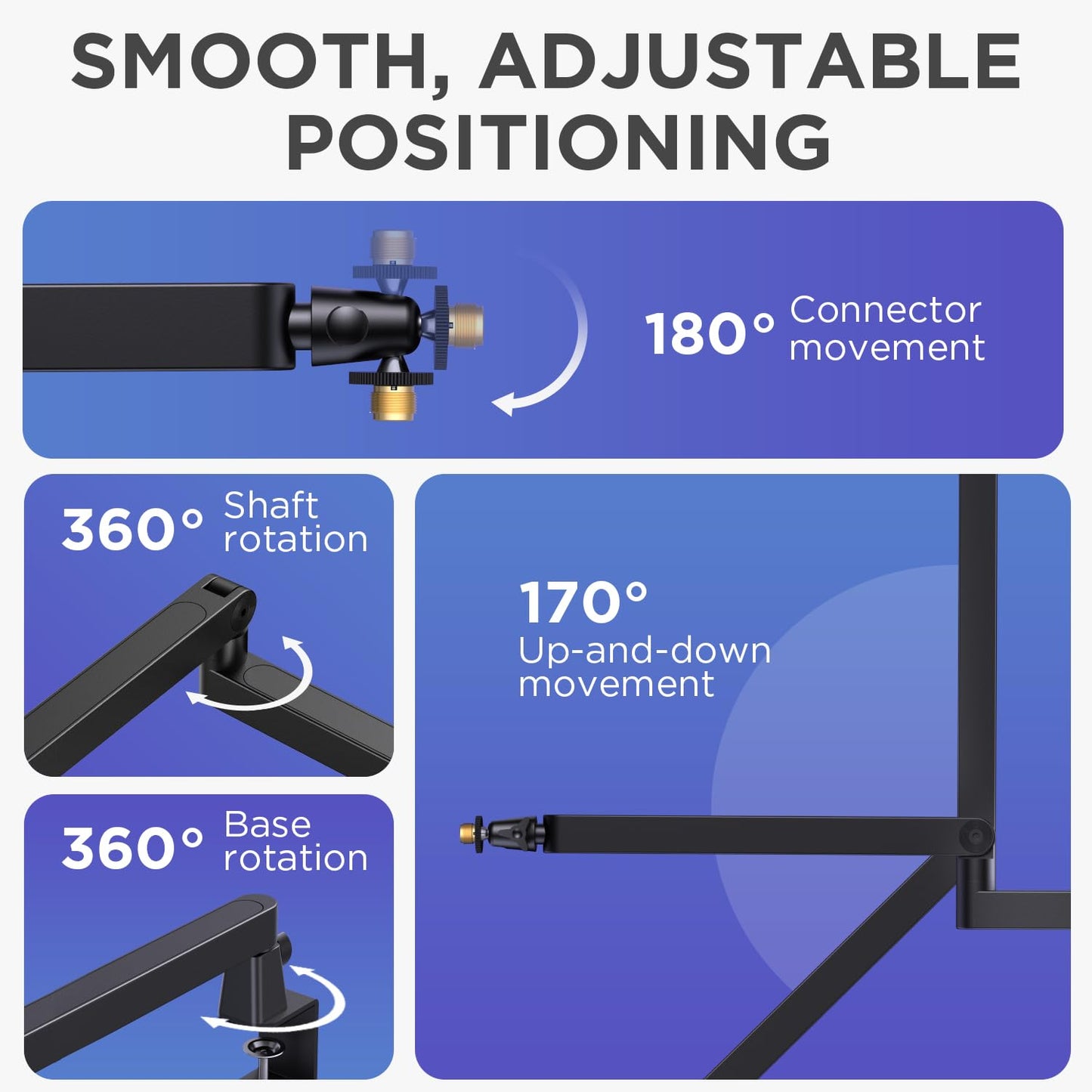 Innogear Microphone Boom Arm, 360 Rotatable Low Profile Mic Stand With Magnetic Cable Management Desk Mount For Fifine Am8 K669B