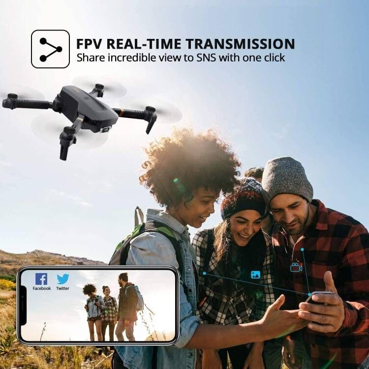 4DRC V4 Drone with Camera 1080P FPV Foldable Mini Drone for beginners adults, Gravity Control, Auto-Follow, Trajectory Flight,One Key Take Off, 2 Batteries, Drones for Kids