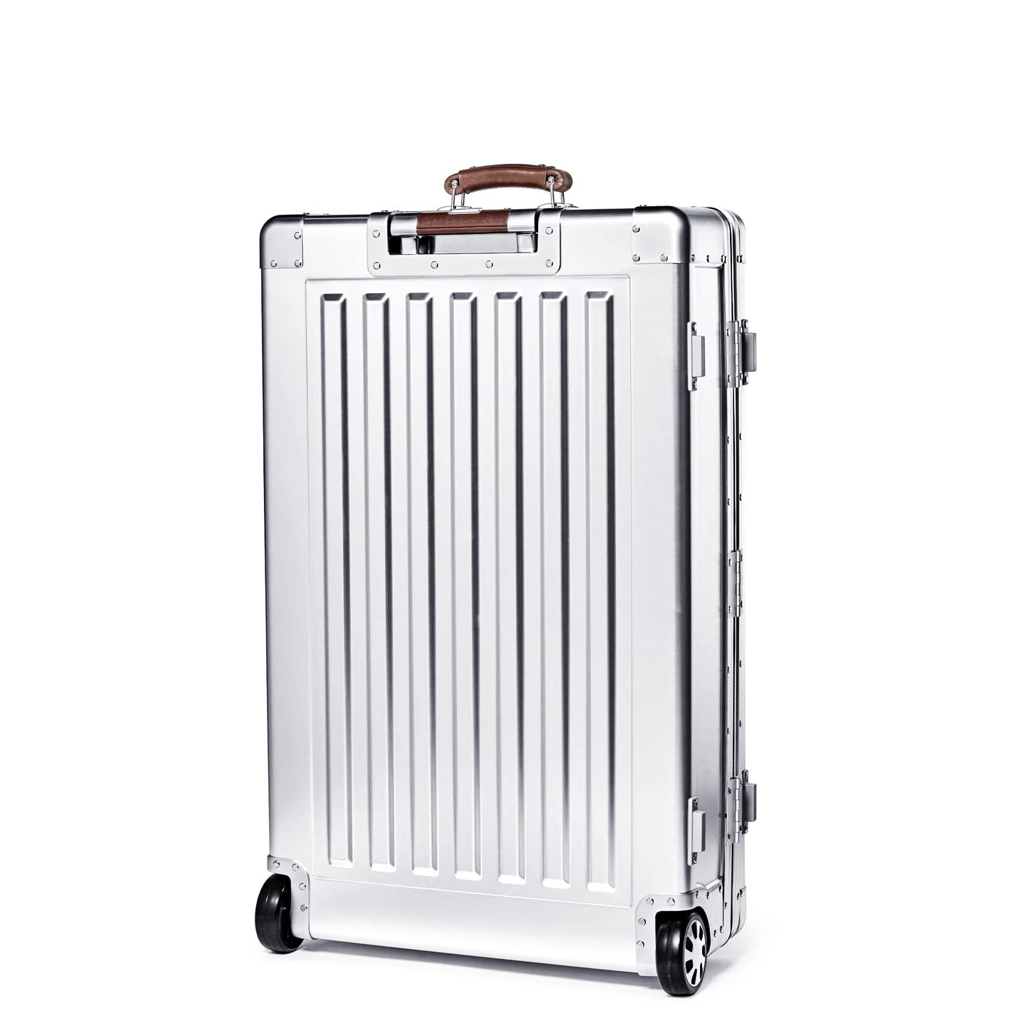 Sterling Pacific - 80L Check In Travel Case – Full Aluminum Luggage, Italian Leather Handles