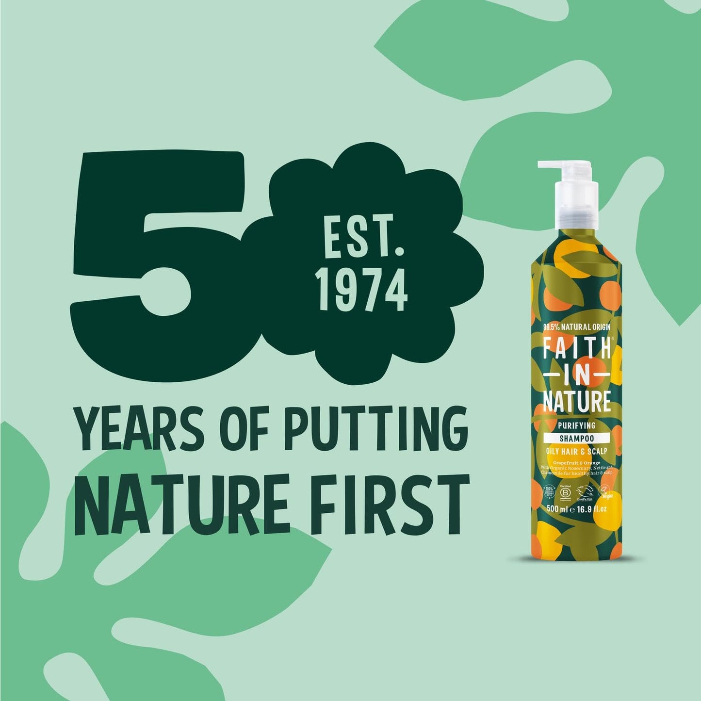 Faith In Nature Natural Aluminium Bottle Shampoo - Vegan & Cruelty Free, No SLS or Parabens - 16.9 fl oz, Grapefruit & Orange