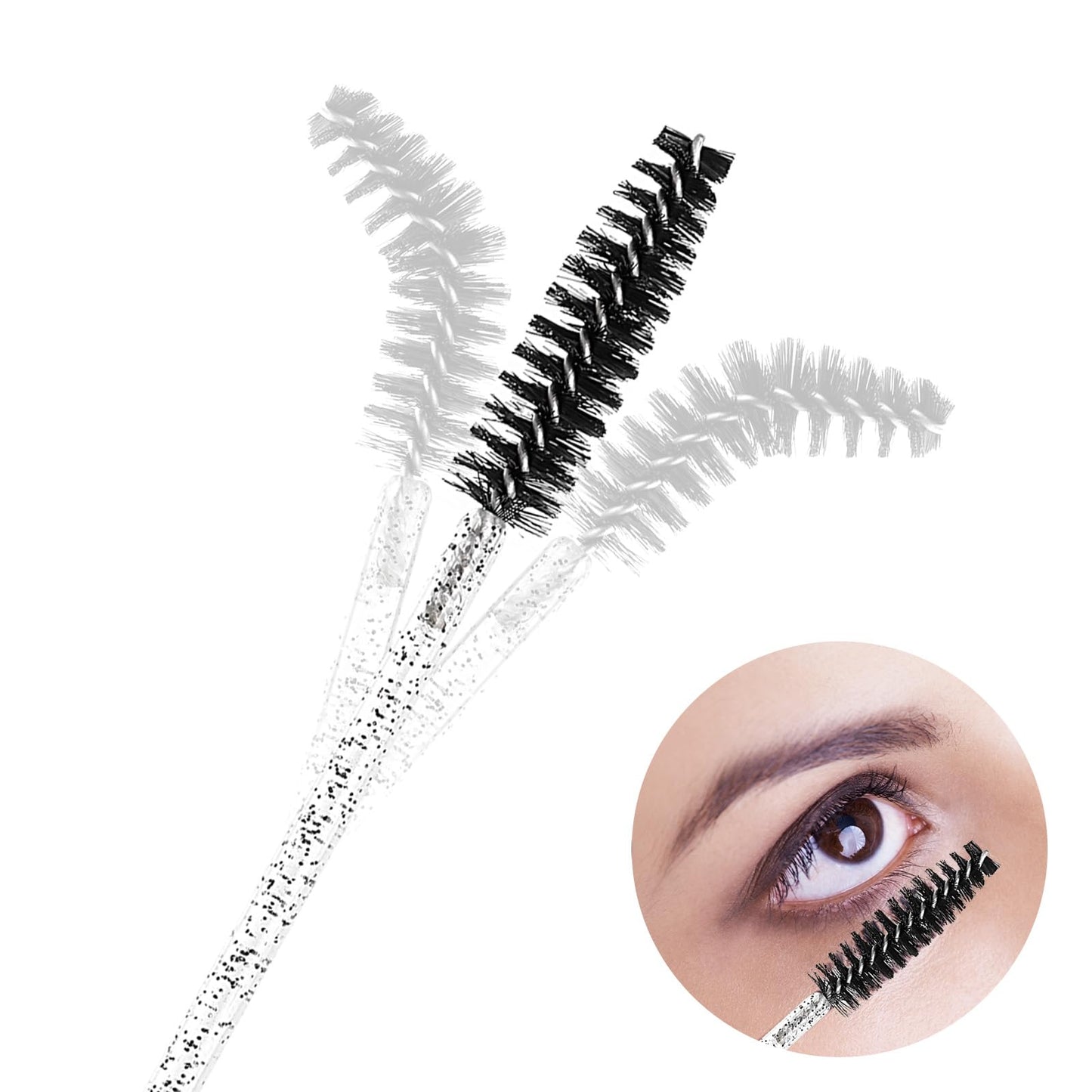 Tbestmax 800 Disposable Mascara Wands, Spoolies Brush for Eyelash Extensions, Crystal Black Spooly Eyelash Eyebrow Brushes Lash