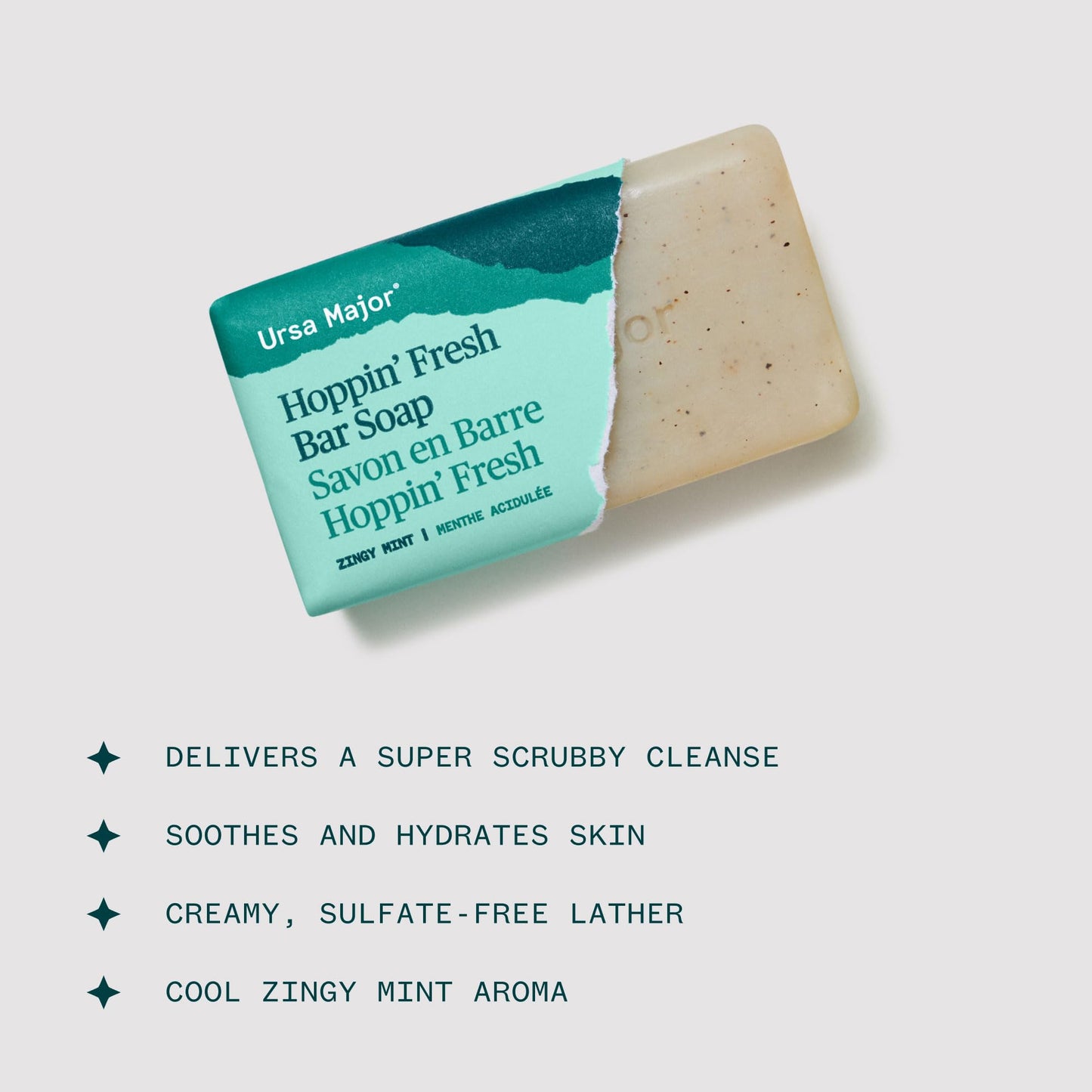 Ursa Major Hoppin' Fresh Bar Soap | Formerly Known As Morning Mojo Bar Soap | Natural, Exfoliating Soap with Peppermint, Eucalyp