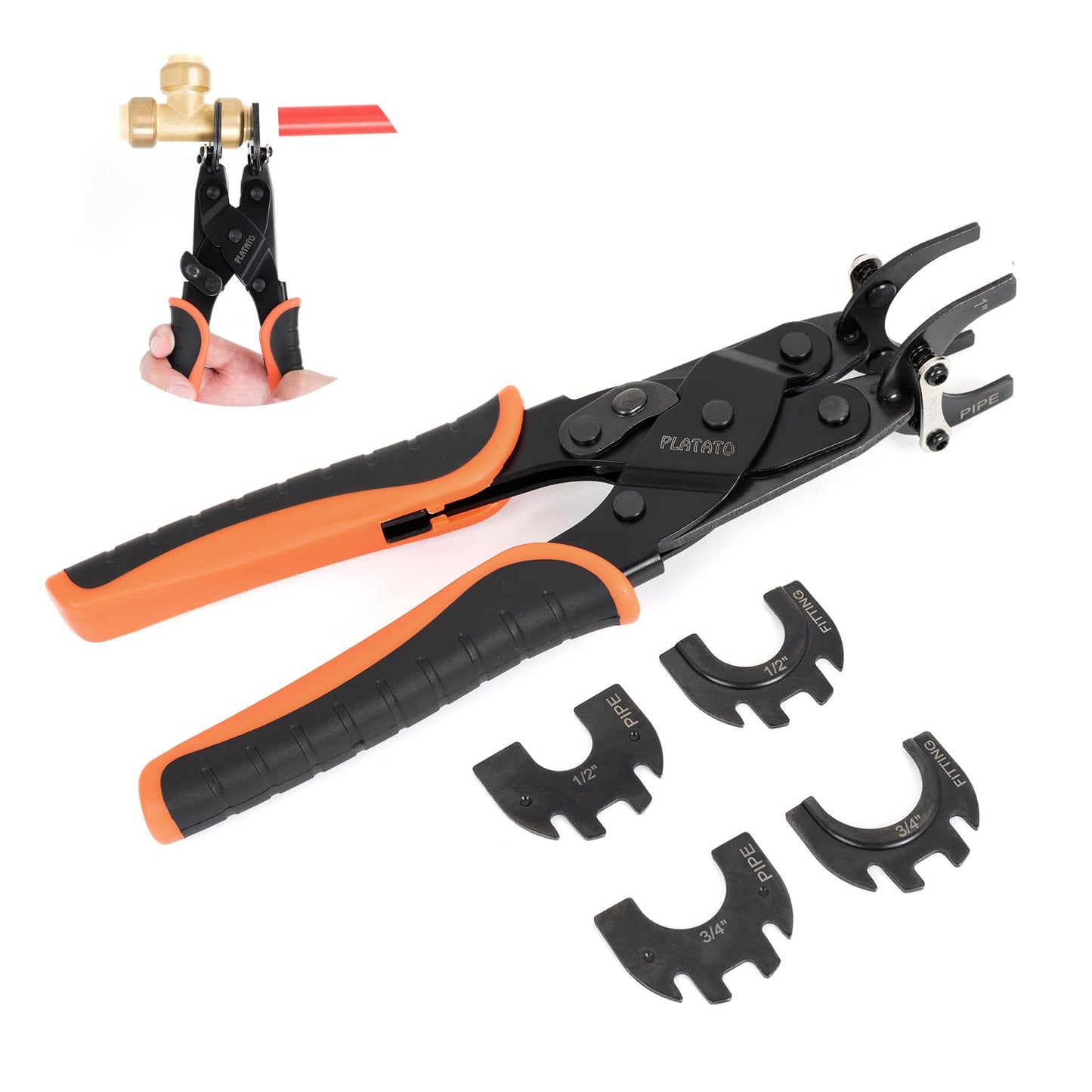 PLATATO Push to Connect Removal Tool Disconnect Tongs Tool for 1/2”, 3/4”, 1” Push in Fittings Plumbing Tools for Removal PEX PVC Copper Pipe