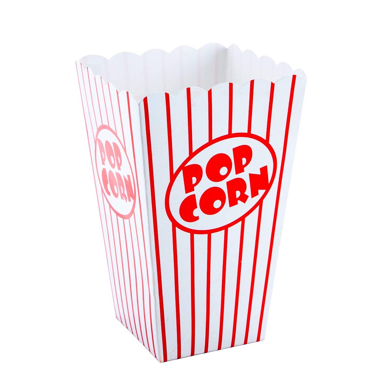 Bekith 100 Pack Paper Open-Top Popcorn Box, Popcorn Containers Striped Red and White, Great for Movie Theater Carnival Party
