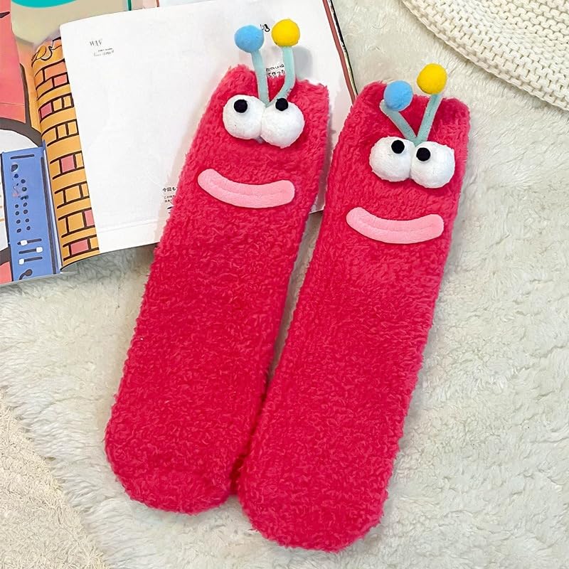 Soft Fuzzy Couple's Thickened Plush Socks | Funny Cartoon Faces, Warm Cold-Resistant Indoor/Outdoor Wear, Creative Gift fo...