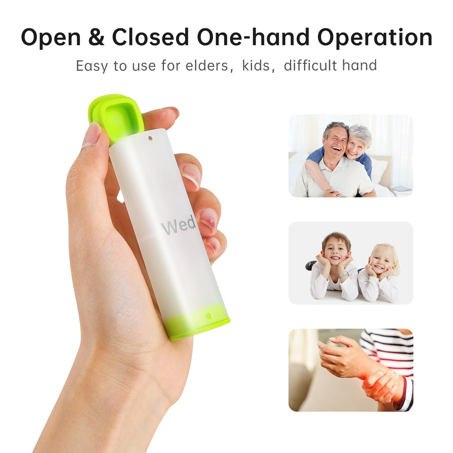 Weekly Pill Organizer 2 Times a Day, KOVIUU Large Travel Pill Box 7 Day, Am Pm Twice Daily Pill Case with Rotatable Handle, Pill Holder Container for Vitamin, Medicine, Supplement, Translucent-White