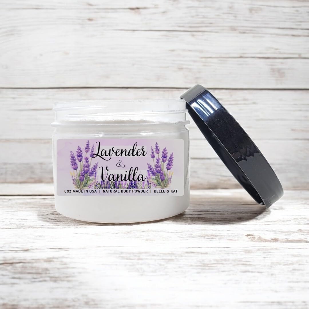 Lavender & Vanilla Scented - Body Dusting Powder for Men & Women - 8oz Container - Talc Free