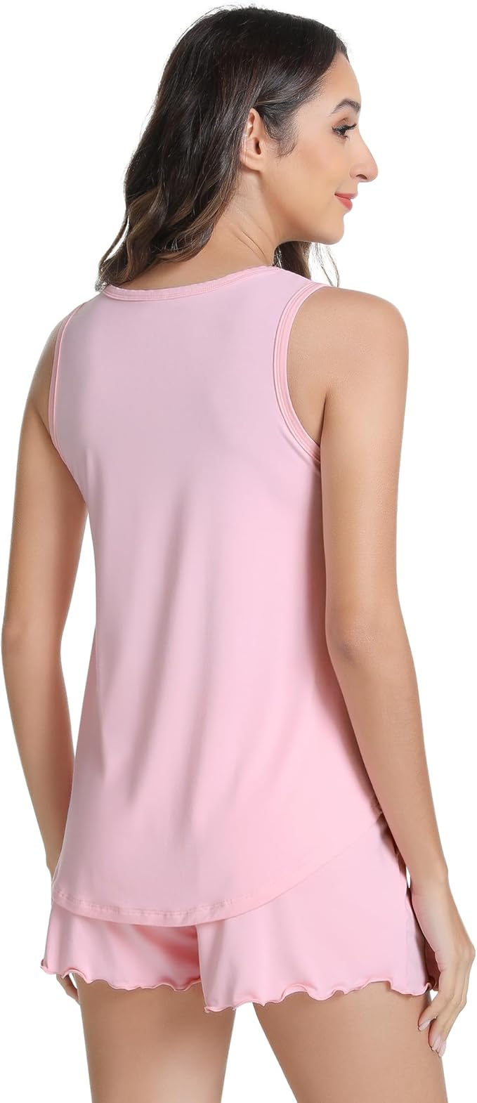 NACHILA Pajamas for Women-Viscose from Bamboo, Ribbed Racerback Tank Top Sexy Split Shorts Pajama Sets Cooling Sleep Cami Pjs