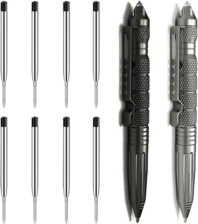 Origin-Joy 2 Pack Tungsten Steel Military Tactical Pen Set, Multifunctional EDC Self Defense Pen With 8 Ballpoint Refills...