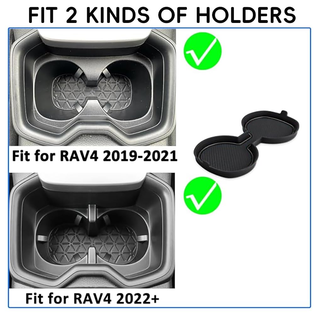 Auovo 3D Cup Holder Inserts for Toyota RAV4 Accessories 2025 2024 2023 2022 2021 2020 2019 Silicone Center Console Cup Holder Coaster Liner Mat Pad Interior Trims (Black, 2pcs kit)