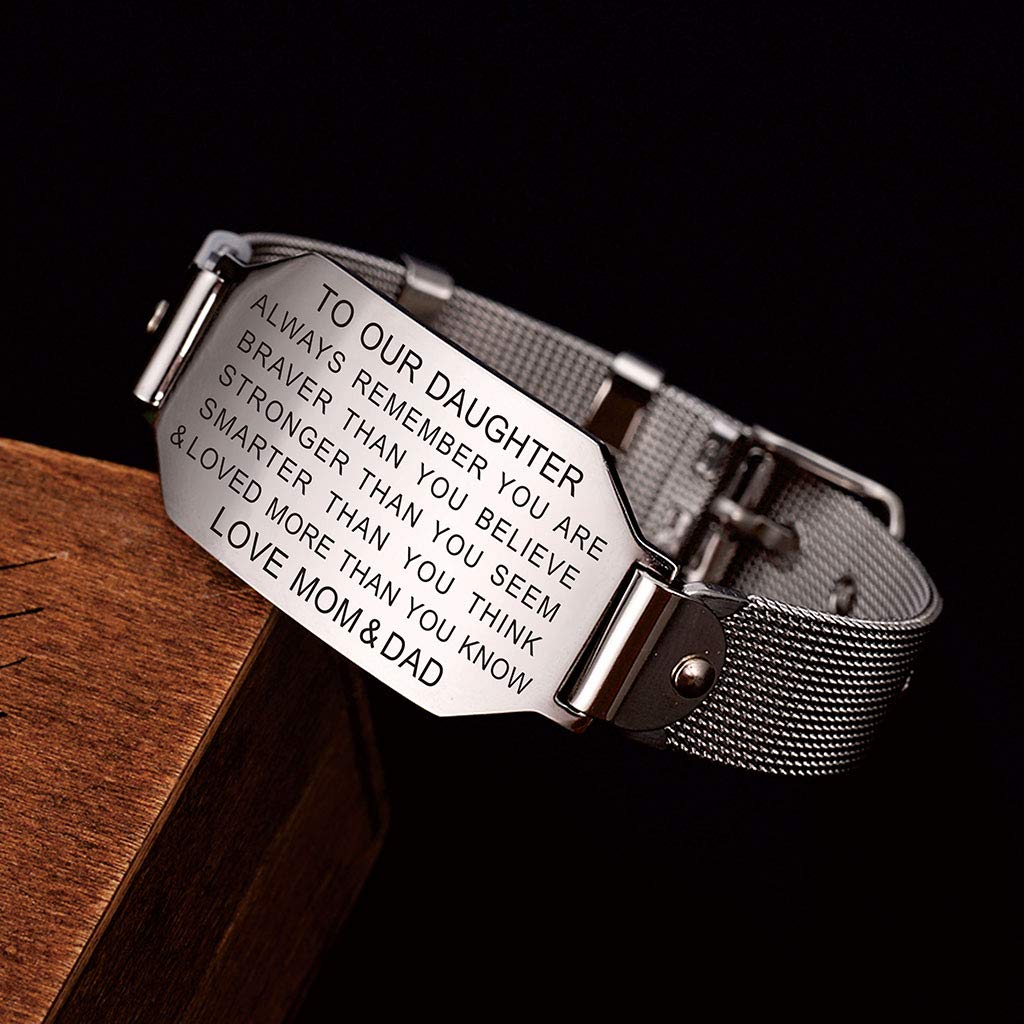 FALOGIJE To Our Daughter Gifts from Mom and Dad - 21st Birthday Gifts for Her Women, Inspirational Bracelet for Teen Daughter Christmas
