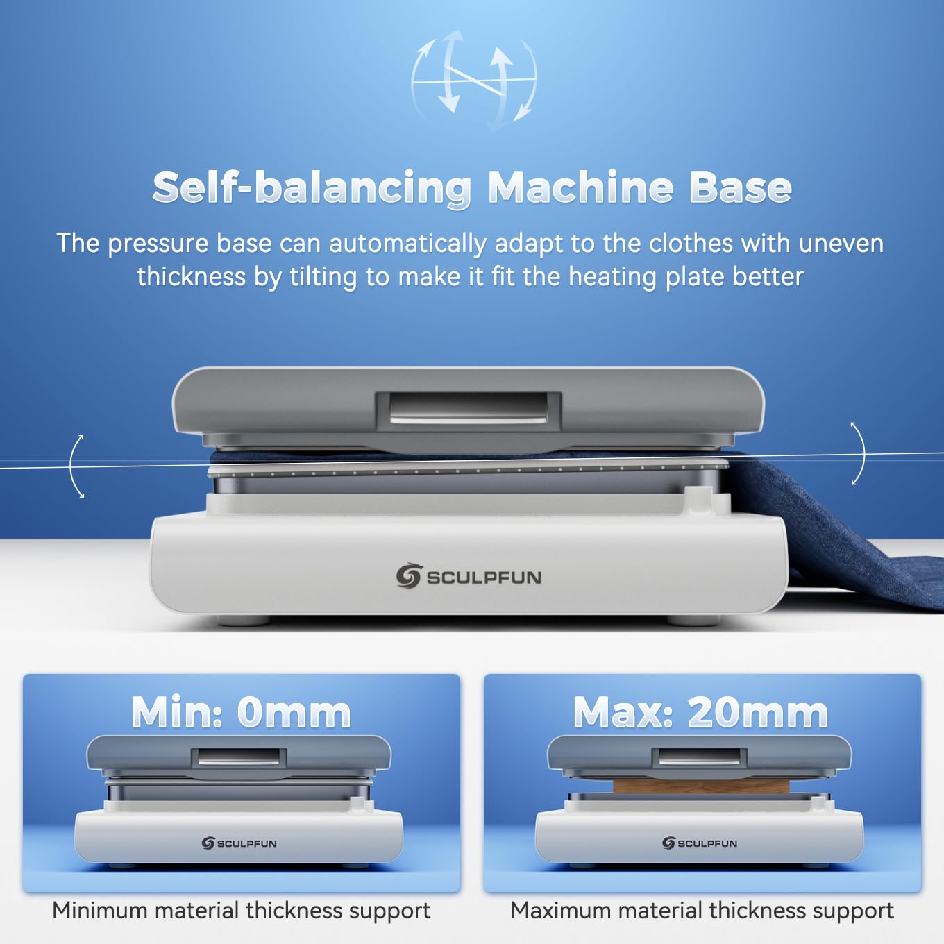 SCULPFUN H1 Auto Heat Press Machine 15x15 – World's First Upward Pressing, Even Pressure Up to 176lbs, Rapid Even Heating 7min for DTF, HTV, T-Shirts, Sublimation, Vinyl with Auto Safety Shutoff