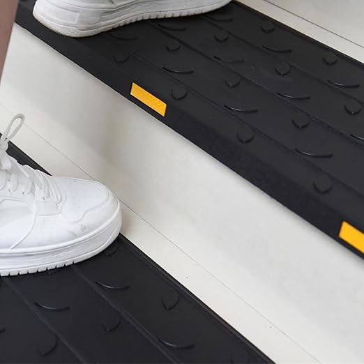 OrangeStar 10 Pack Stair Treads for Wooden Steps, 10" x 36" Non Slip Rubber Stair Mats Step Mat w/Nosing for Indoor, Outdoor