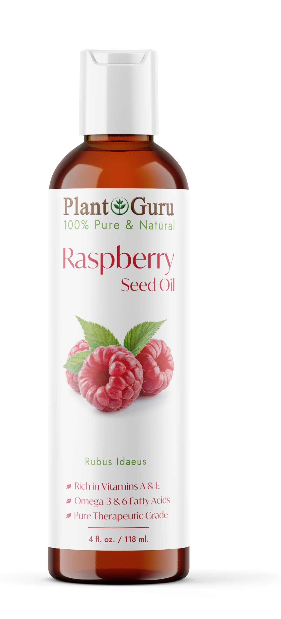 Red Raspberry Seed Oil 4 fl. oz. Cold Pressed Unrefined 100% Pure & Natural Carrier - Ideal for Skin, Face, Body, and Hair Moist