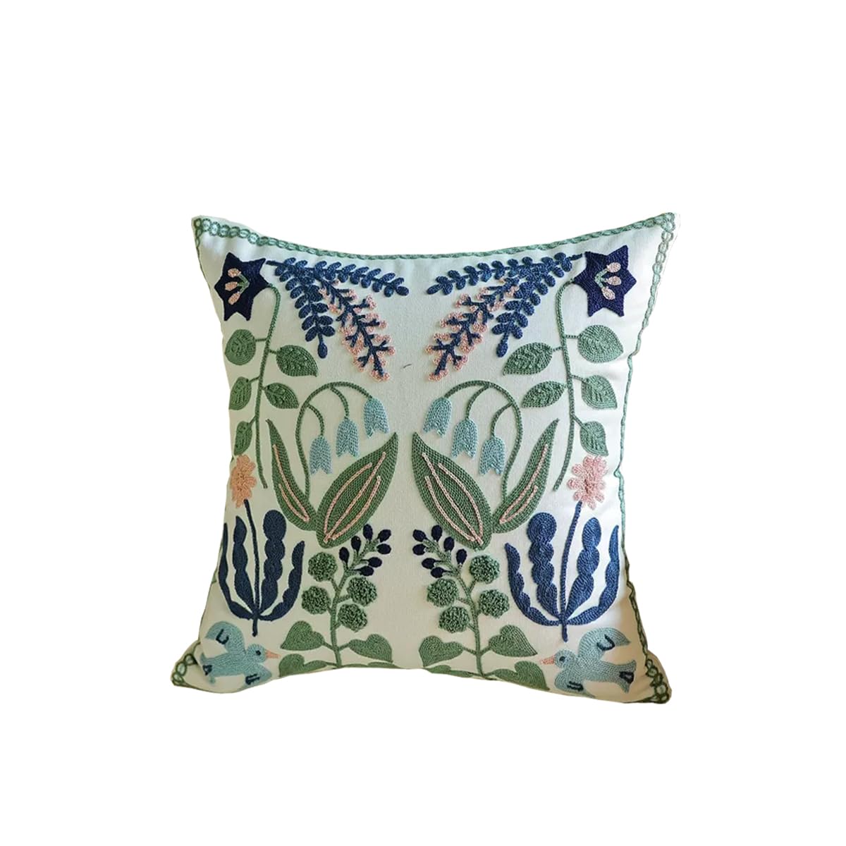 YIcabinet Pillow Covers Set of 2, Embroidered Branch Pattern Throw Pillow Cover,Square Cotton Cushion,Pillow Case for Sofa Bedroom Couch,18"x18"