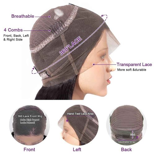 Uonoco 360 Lace Front Wigs Pre Plucked 360 HD Full Lace Frontal Black Wigs Body Wave Transparent Lace Front Wigs for Women With Baby Hair 20 Inch