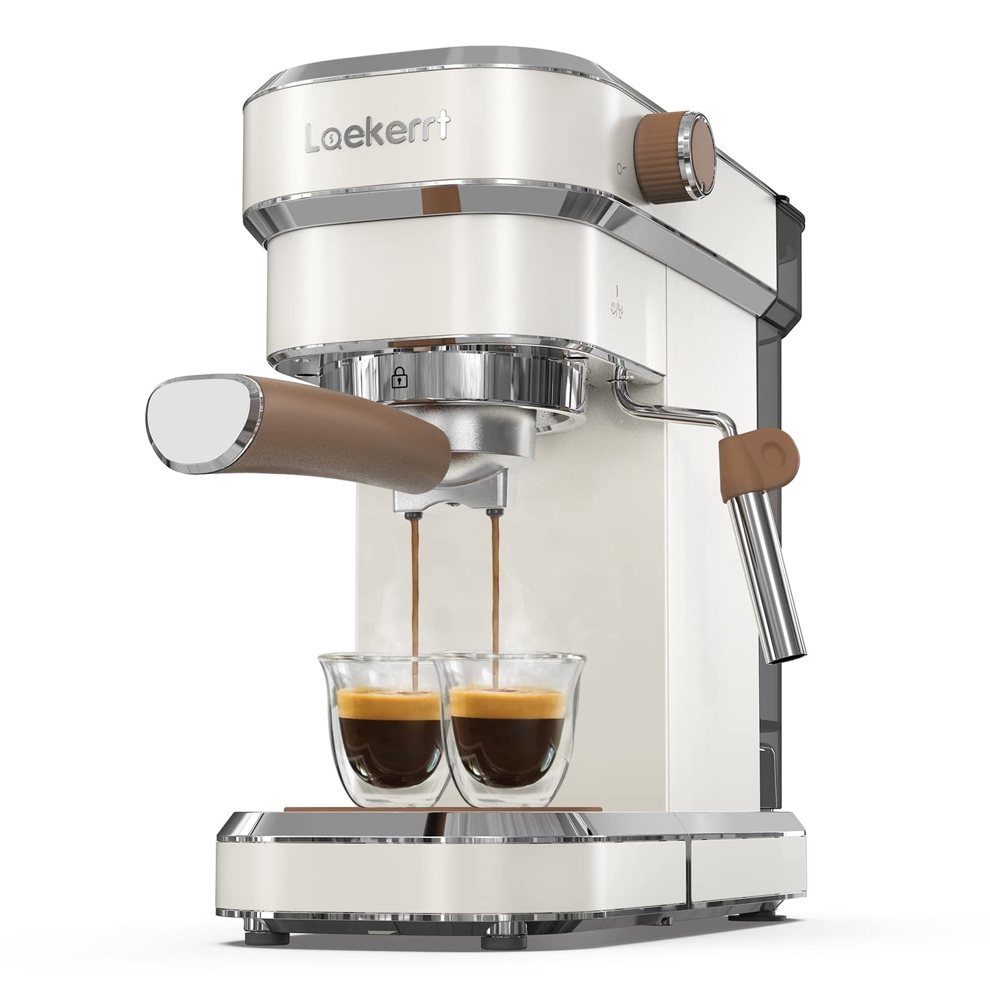 Espresso Machine, Expresso Coffee Machines for Home, 20 Bar Cafetera Espresso with Milk Frother Steam Wand, Compact Small Coffee Maker for Latte and Cappuccino (Pear White, Stainless Steel, Gift)