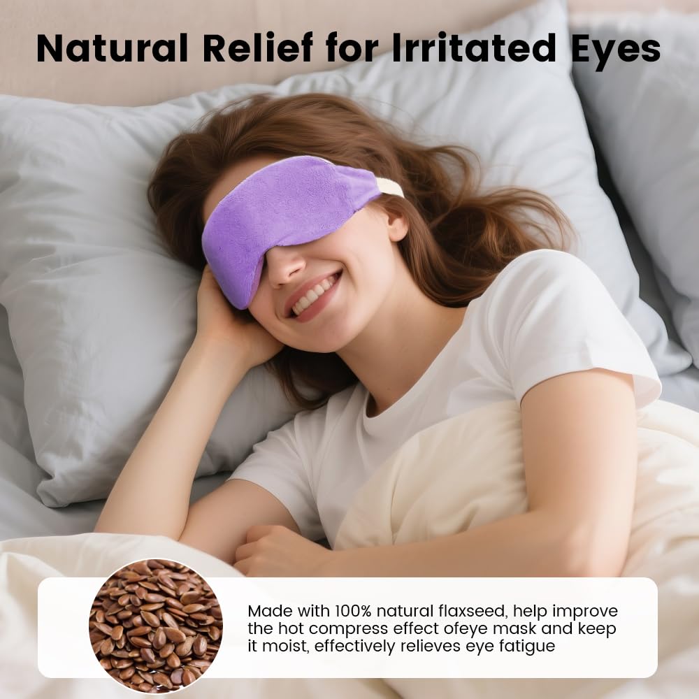 Heated Eye Mask for Dry Eyes, Steam Warm Compress for Dry Eyes, Work with Relieve, Blepharitis & Stye Treatment (Purple)