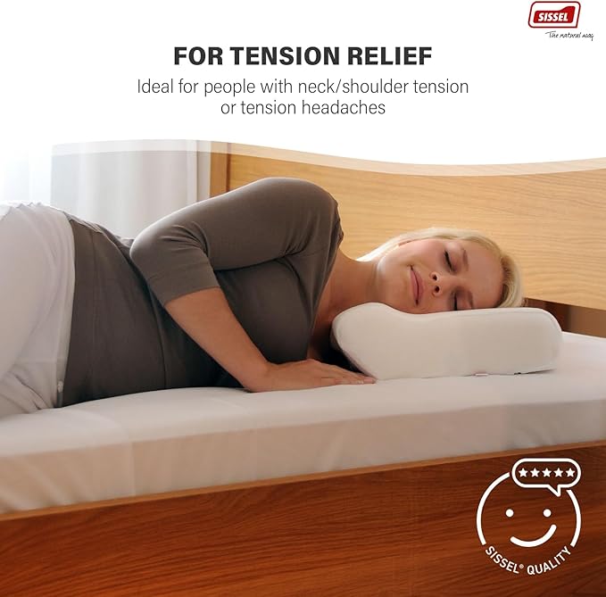 SISSEL Classic Neck Pillow Size M | Unique Incline for Disc & Vertebrae Relief | 5-Year Shape Stability Guarantee | Includes Washable Velour Cover | Dimensions: Approx. 47 x 33 x 11 cm