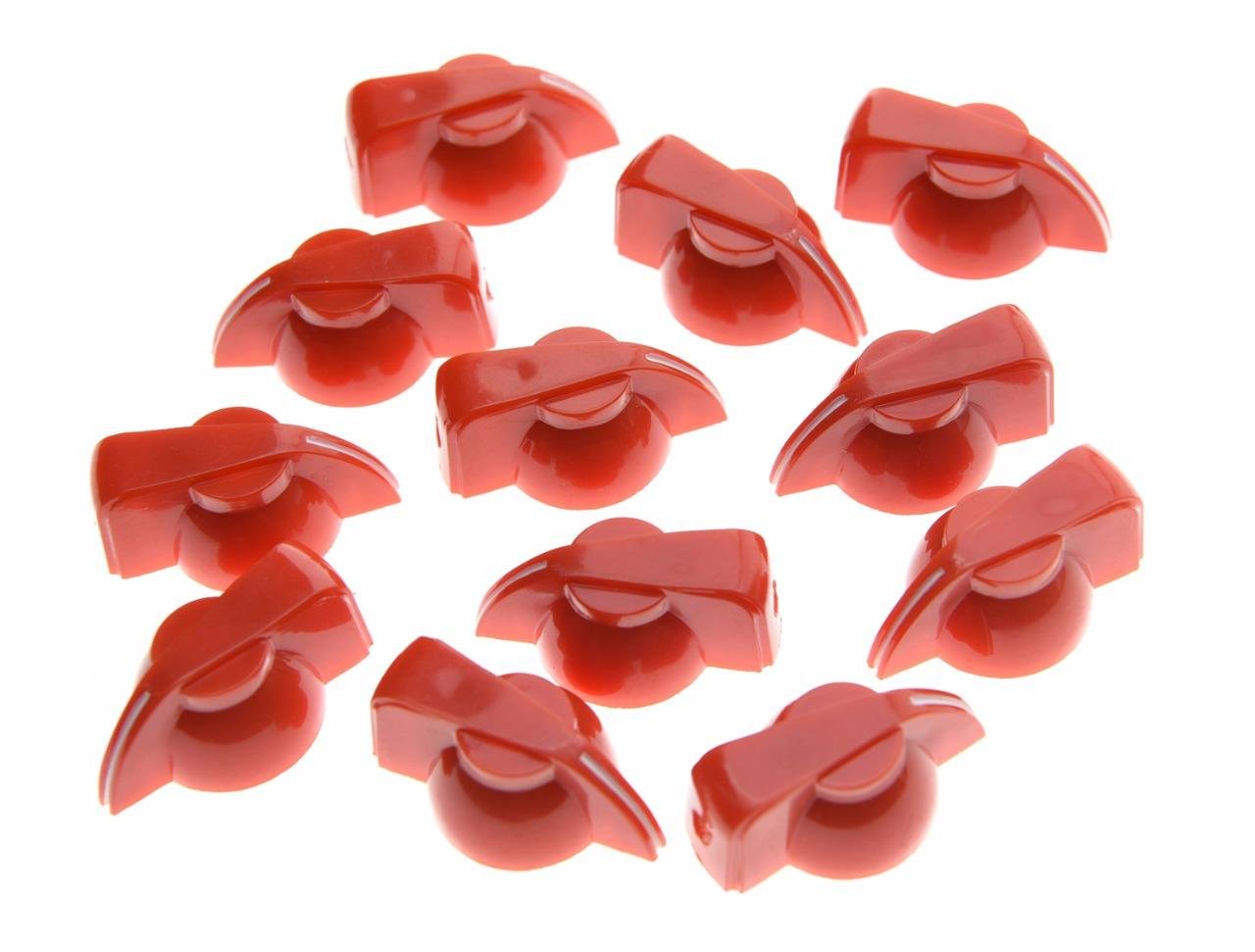 Dopro Pack Of 12 Flat Top Guitar Chicken Head Knob Amp Effect Pointer Knob Red