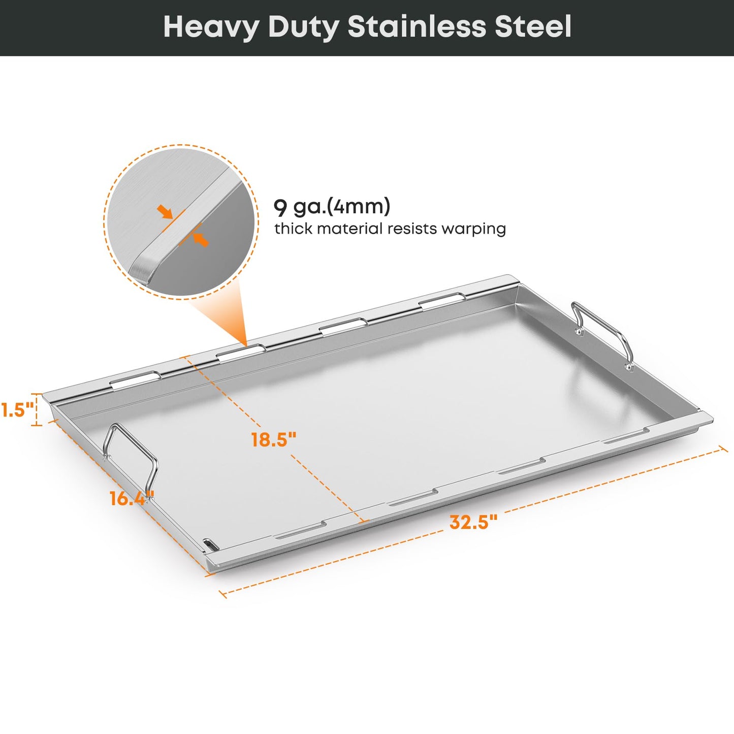 Stanbroil 6789 Full-Size Griddle Insert for Weber Genesis 400 Series Gas Grill, 4-Burner Flat Top Griddle for Weber Genesis I&II 410 415 425s 435 440, Stainless Steel