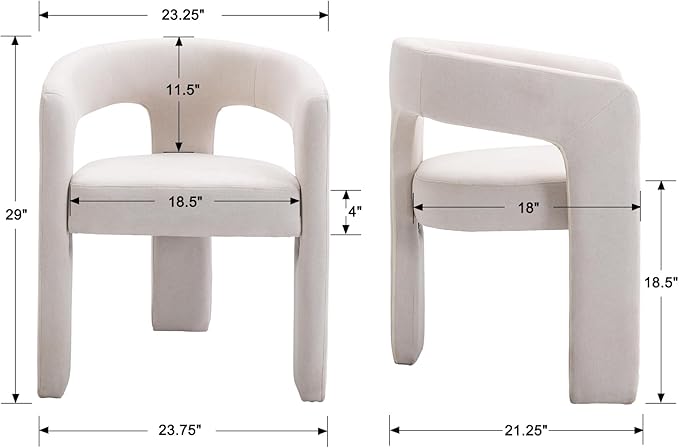 DAYALANE Modern Barrel Dining Chairs Set of 2, Upholstered Kitchen Chairs with Arms Comfy Fabric Side Chair for Living Room/Dining Room/Reception, Linen Cream