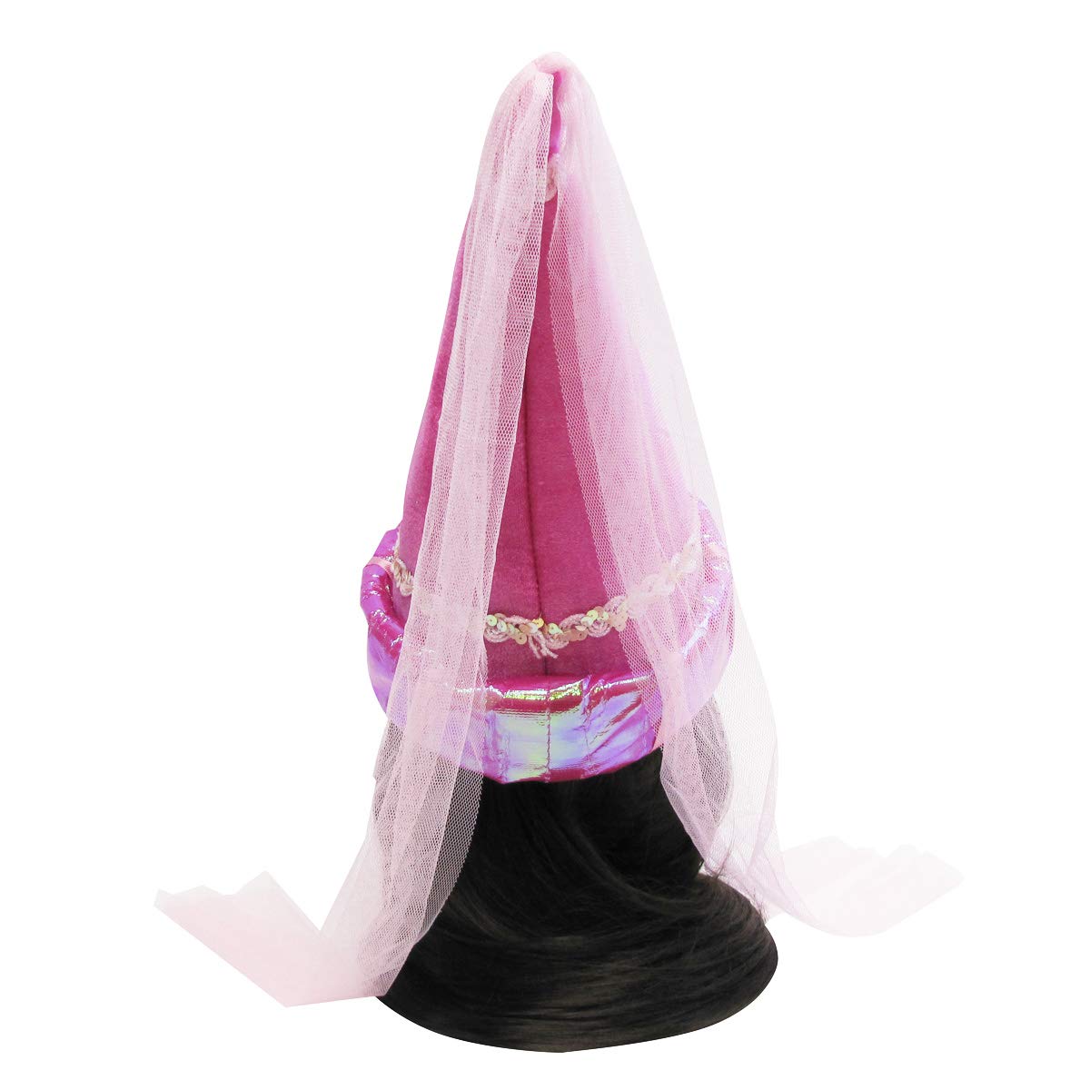 TG,LLC Treasure Gurus Pink Princess Cone Hat Veil Women Girl Plush Fairy Cap Kid's Costume Party Accessory