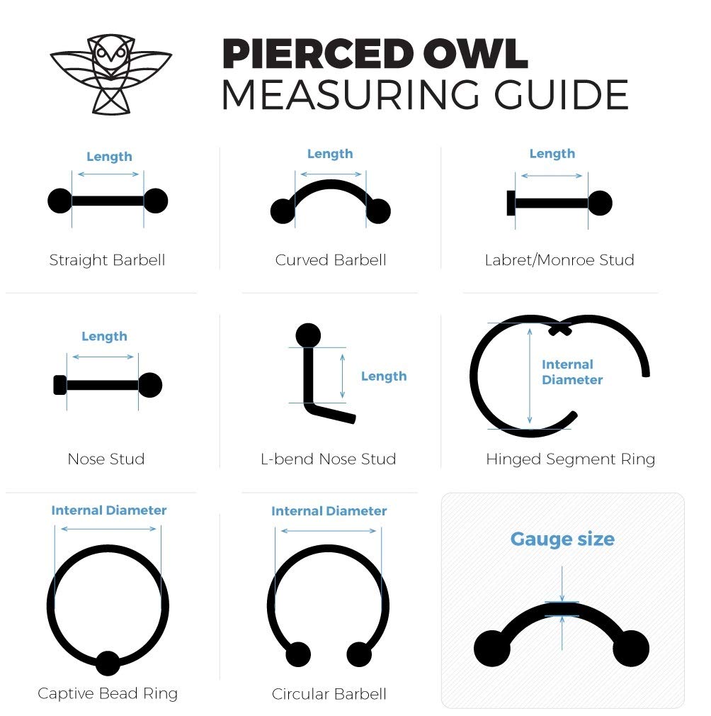 Pierced Owl Set of 10 20GA Flexible Clear Metal and Allergy Free Acrylic Retainers (Pack of 10)
