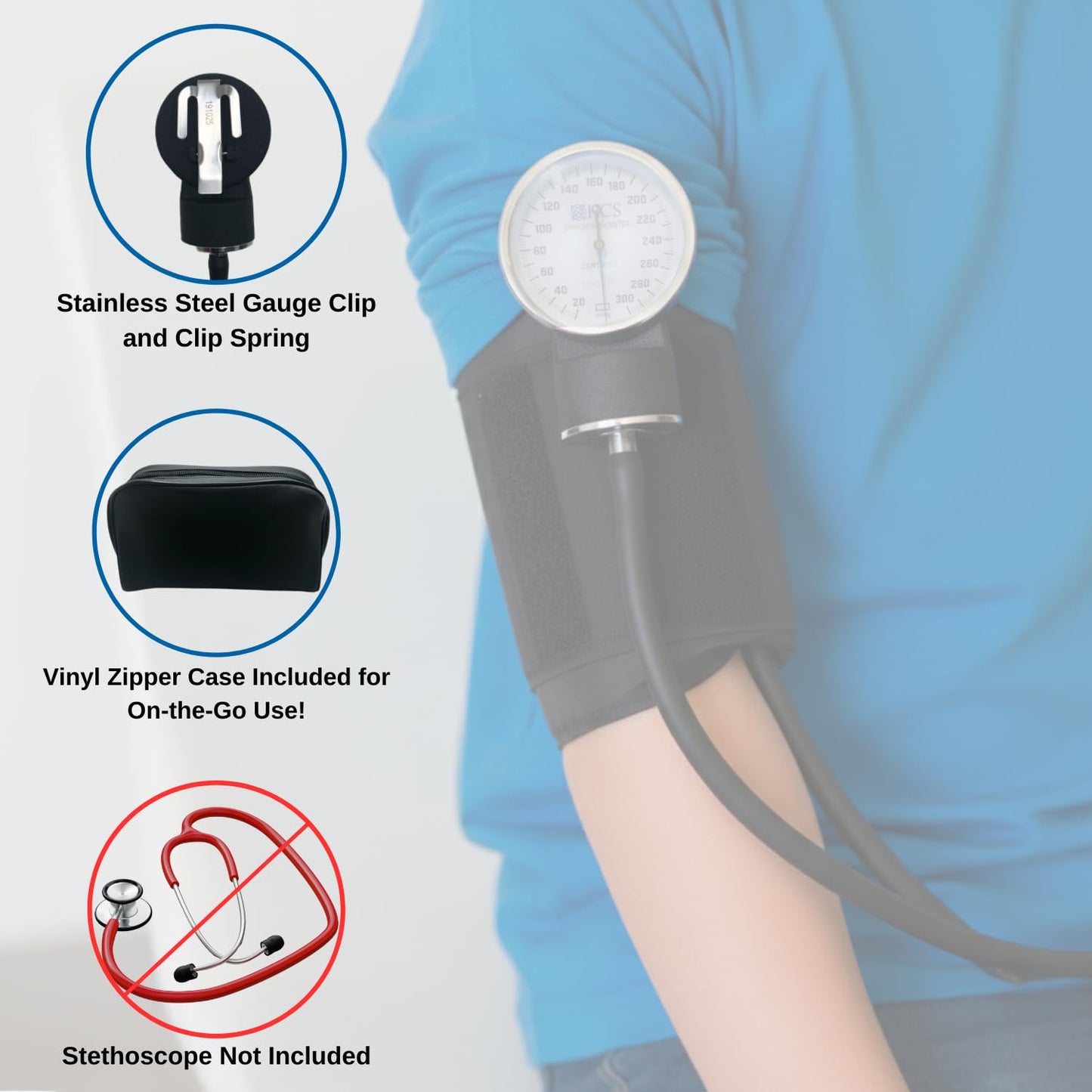 HCS Small Blood Pressure Cuff, Manual - Adult Small BP Cuffs - Manual Blood Pressure Cuff Arm Monitor - Aneroid Sphygmomanometer - Medical Grade, Home Use, Elderly Care - w/Carrying Case