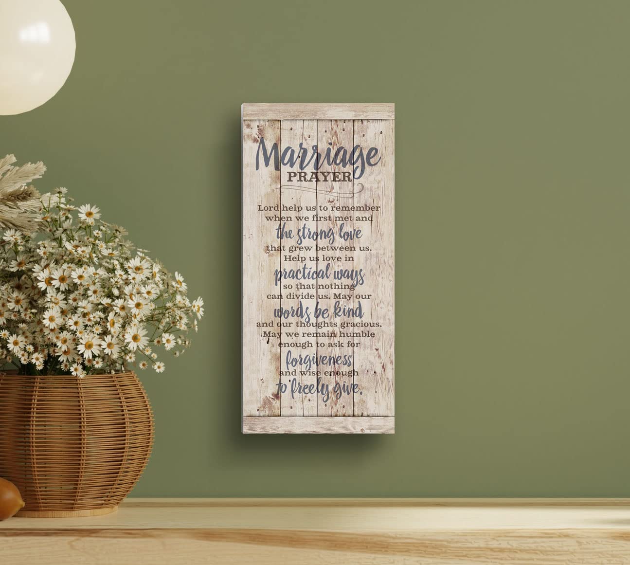 DEXSA Marriage Prayer Wood Plaque - Made in USA - 5.5"x12" - Original Verse - Frame Wall Hanging Decoration | Lord, Help us to Remember When we First met | Christian Family Religious Home Decor Saying