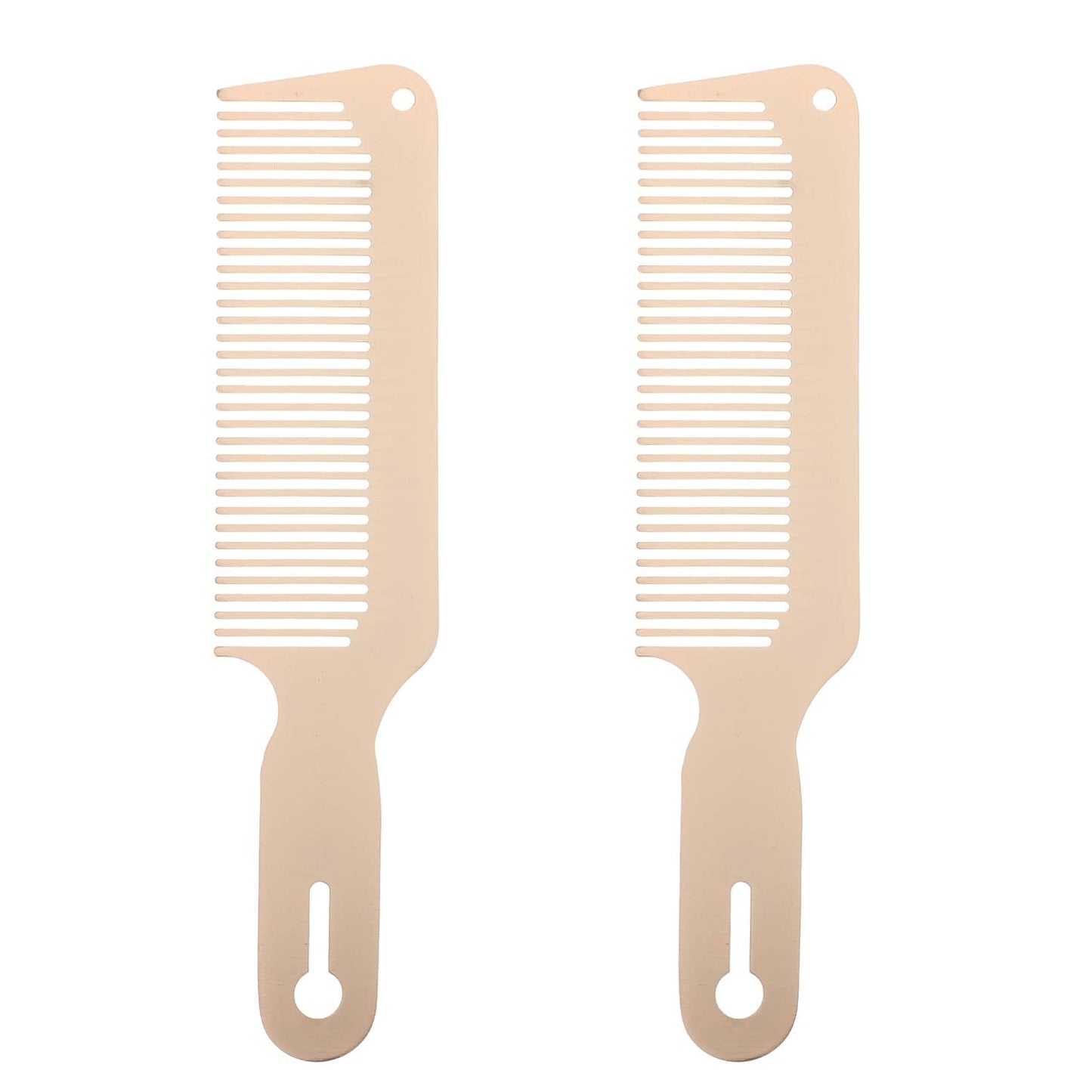 2 Pieces Metal Barber Comb- Stainless Steel Flat Top Clipper Comb Fine Cutting Hairdressing for Men Women