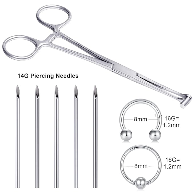 DJCIW 6" Tragus Septum Forceps, Bucket End Tragus Septum Clamp Pliers，316L Stainless Steel Tragus Ear Piercing Forceps Piercing Clamps Body Piercing Tools