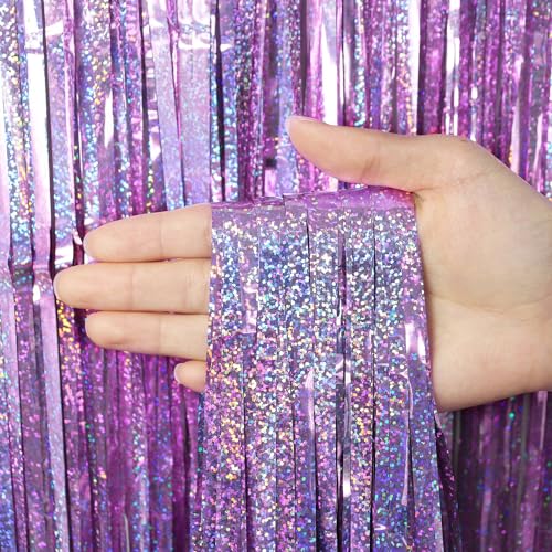TOTAFAM 2 Pack Fringe Curtains Backdrops, Foil Fringe Curtains, Door Streamers for Birthday Wedding Bridal Shower Holiday ...